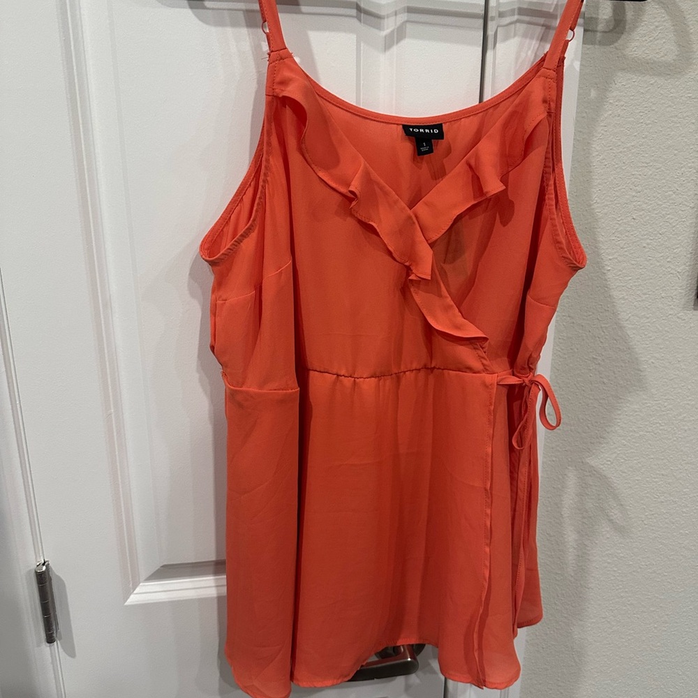 Torrid - NWT Orange Ruffled Tie Front Camisole
